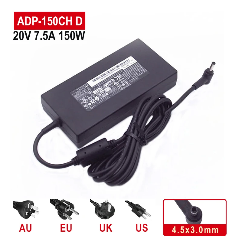 

20V 7.5A 150W 4.5*3.0mm ADP-150CH D Laptop AC Adapter For MSI QLED 15m A11UEK Sword 17 Stealth 15m Power Charger