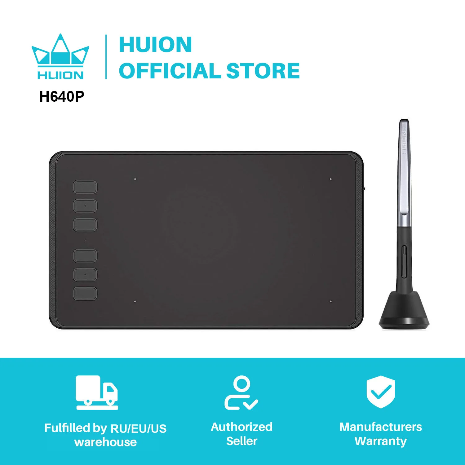Huion H640p 6×4 Polegadas Tablets Digitais Caneta de Desenho Gráfico Tablet Teclas de Pressão Caneta sem Bateria para Jogos Osu Android Mac os
