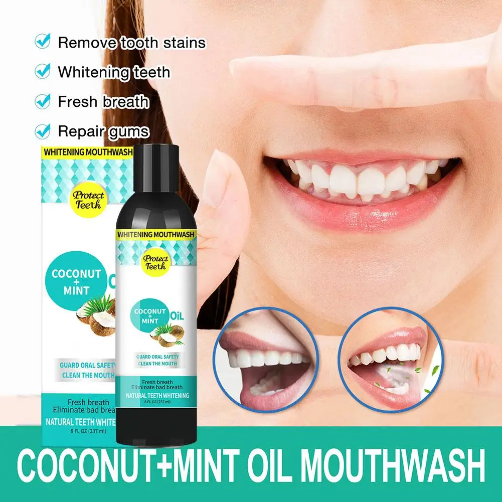 

237ml Pulling Coconut Oil Mouthwash Brightening Mouthwash Alcohol-free Tongue Oral Fresh Teeth Breath Scraper Whitening B5N2