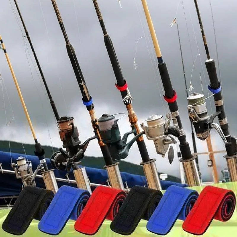 BE-TOOL Nylon Pole Fishing Straps Accessory, Fishing Rod Belt Holders Elastic Stretchy For Ties Casting Rod Orange