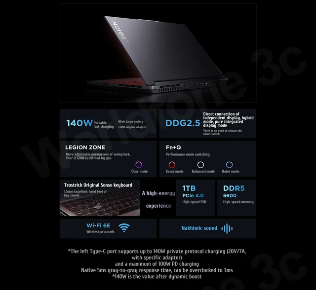 Lenovo-geforce r7000pゲーミングノートパソコン、16インチ画面、amd 