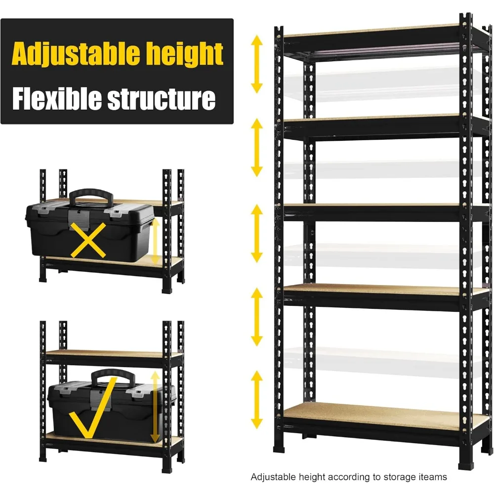 Storage Shelves 5 Tier Adjustable, Heavy Duty Metal Storage Utility Rack Shelf Unit for Warehouse Pantry Closet Kitchen 5