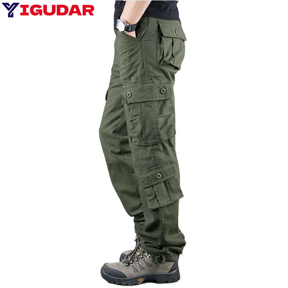 

Camouflage Overalls Military Cargo Pants Men Casual Cotton Multi Pockets Streetwear Straight Slacks Tactical Work Trousers