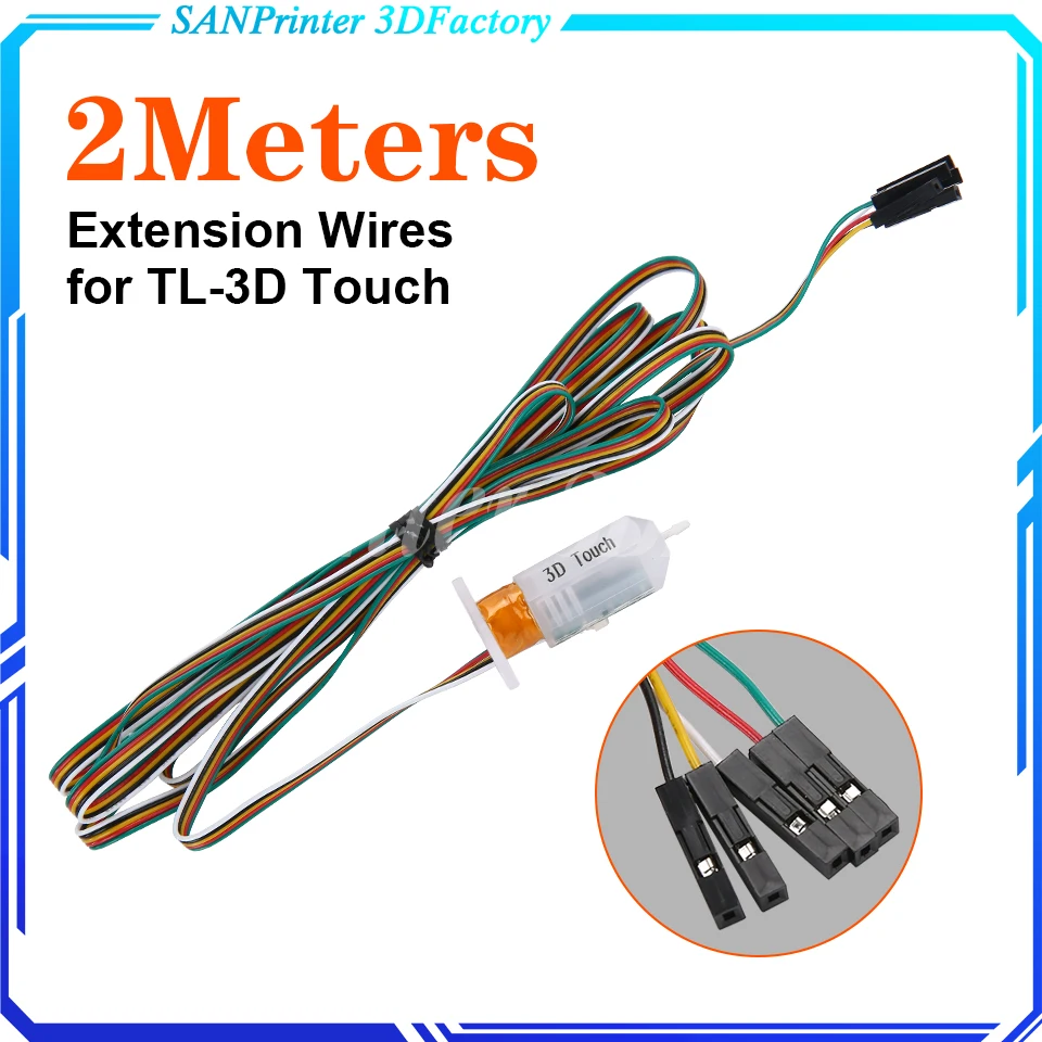 2Meters NEW 3D Printer 3D TOUCH 2Meter Extension wires TL-touch auto bed leveling sensor Extension wires for ender3 CR10 r trianglelab m8 inductive proximity sensor dc5v 3 wire 2mm for 3d printer z probe auto bed leveling cr10 ender3
