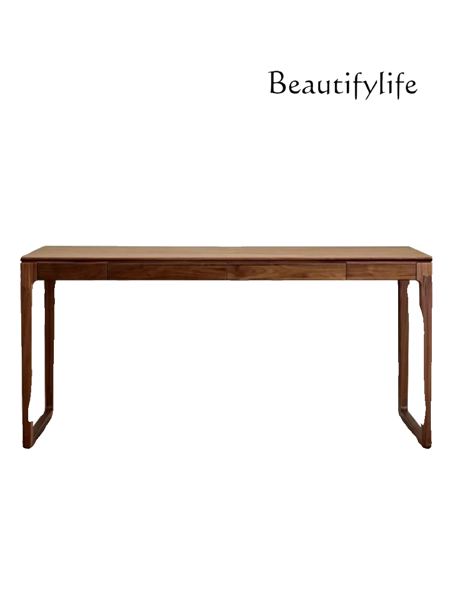 

North American Black Walnut Solid Wood Desk Cherrywood Study Nordic Simple Desk Log Desk