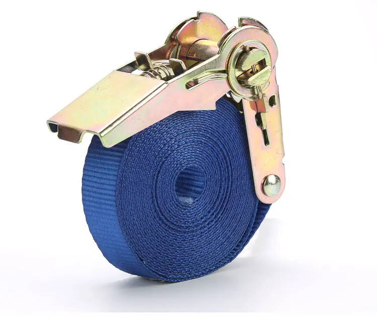 1-2pcs Car Motorcycle Lorry Lashing Cargo Strap Ratchet Belt Weaving 5M Wear Resistant With Metal Buckle Tie Down Polyester Blu