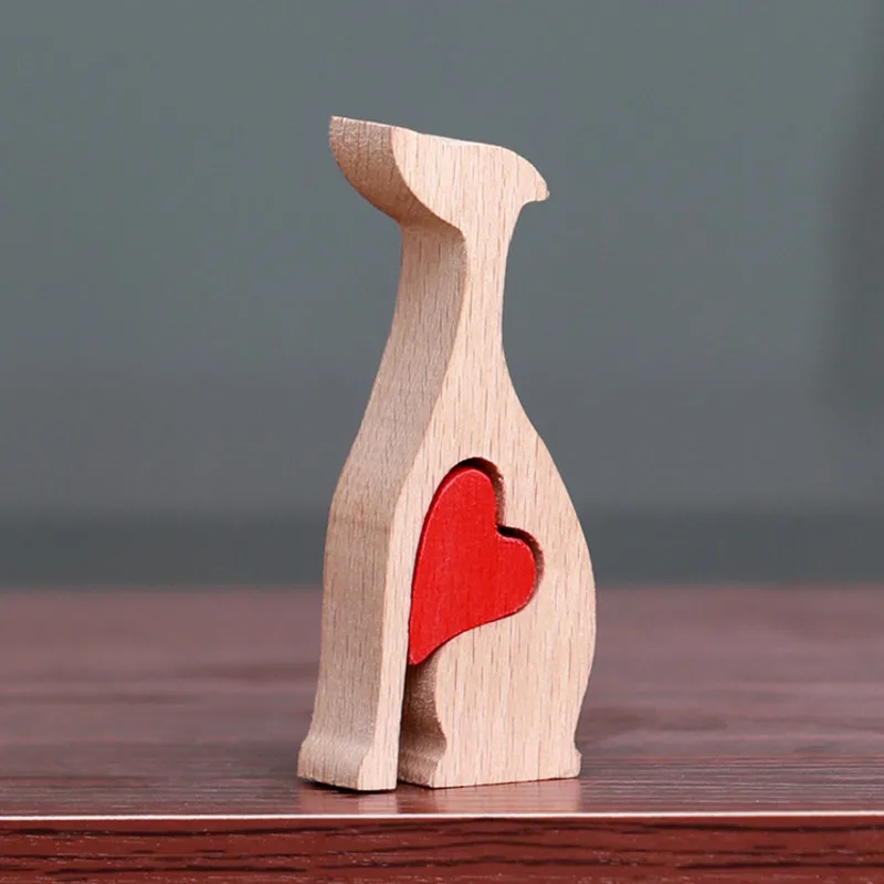 

Dog Heart Shaped Wooden Crafts Decoration Cute Dog Sitting Pendant Decoration Home Decoration