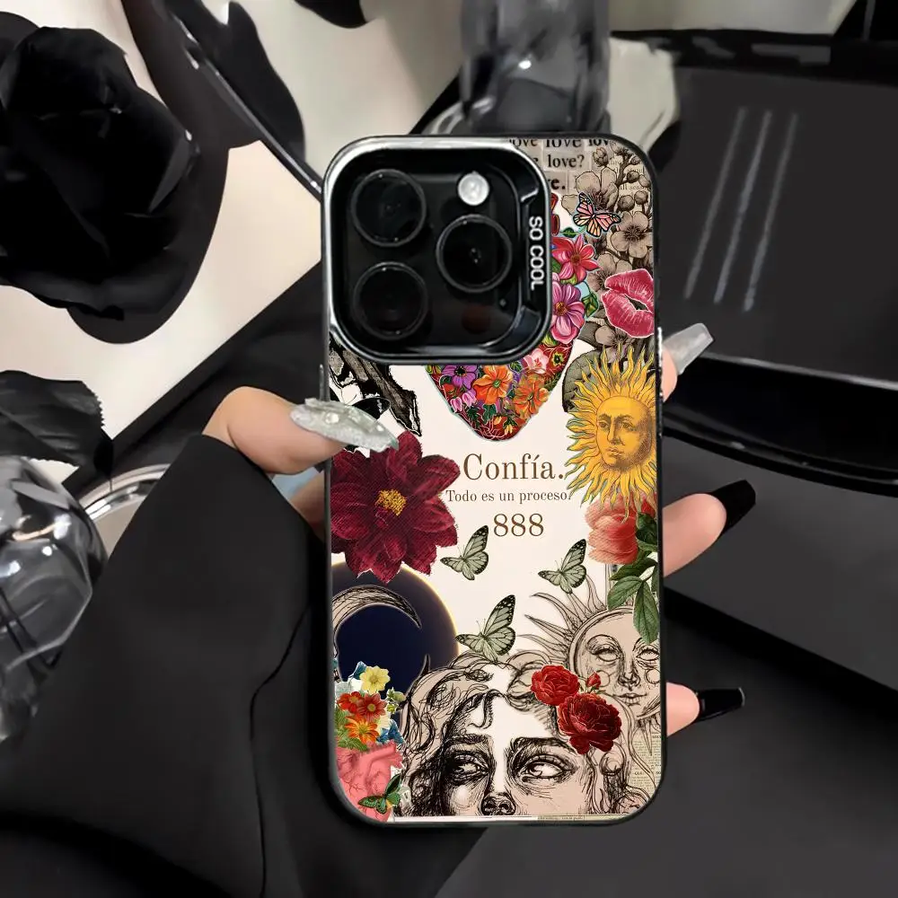 Flower and Butterfly Design Phone Case Shockproof and Anti Slip Frosted Suitable for iPhone 16 15 14 13 12 11 Pro Max Plus Mini 1