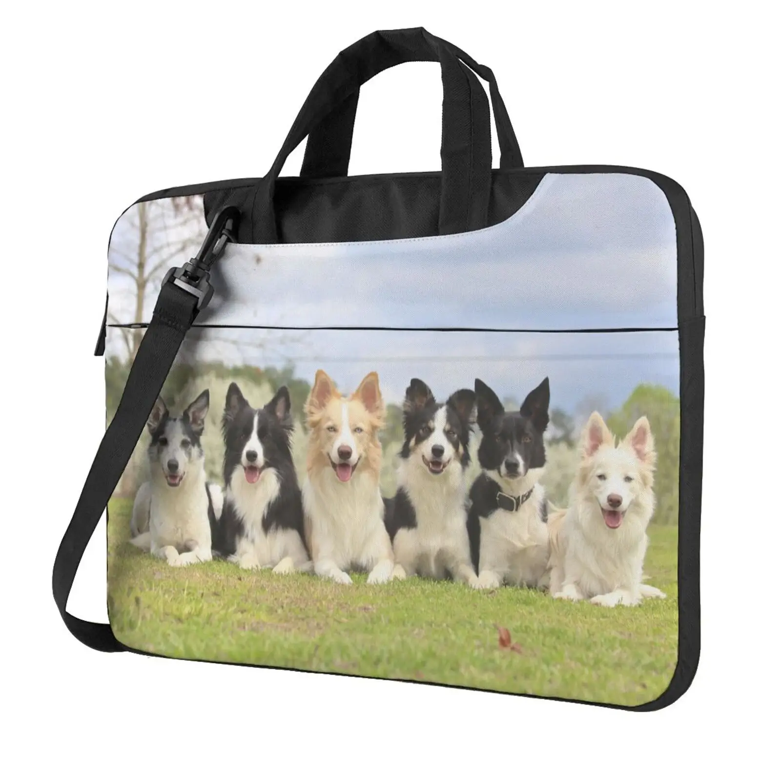 

NOISYDESIGNS Laptop Bag Sleeve Case Dog Border Collie Shoulder HandBag 13 14 15.6 inch For MacBook Air Pro Computer Notebook Bag
