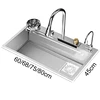 Multifunction Brushed Nano Kitchen Sink Waterfall Faucet Large Single Bowl Cup Washer Pure Tap Soap Dispenser Stainless Steel 6