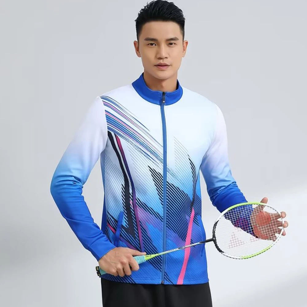 New in Autumn Winter Men Women Tennis Jacket Print Long Sleeve Table Tennis Ping Pong Badminton Jacket Couple Sportswear