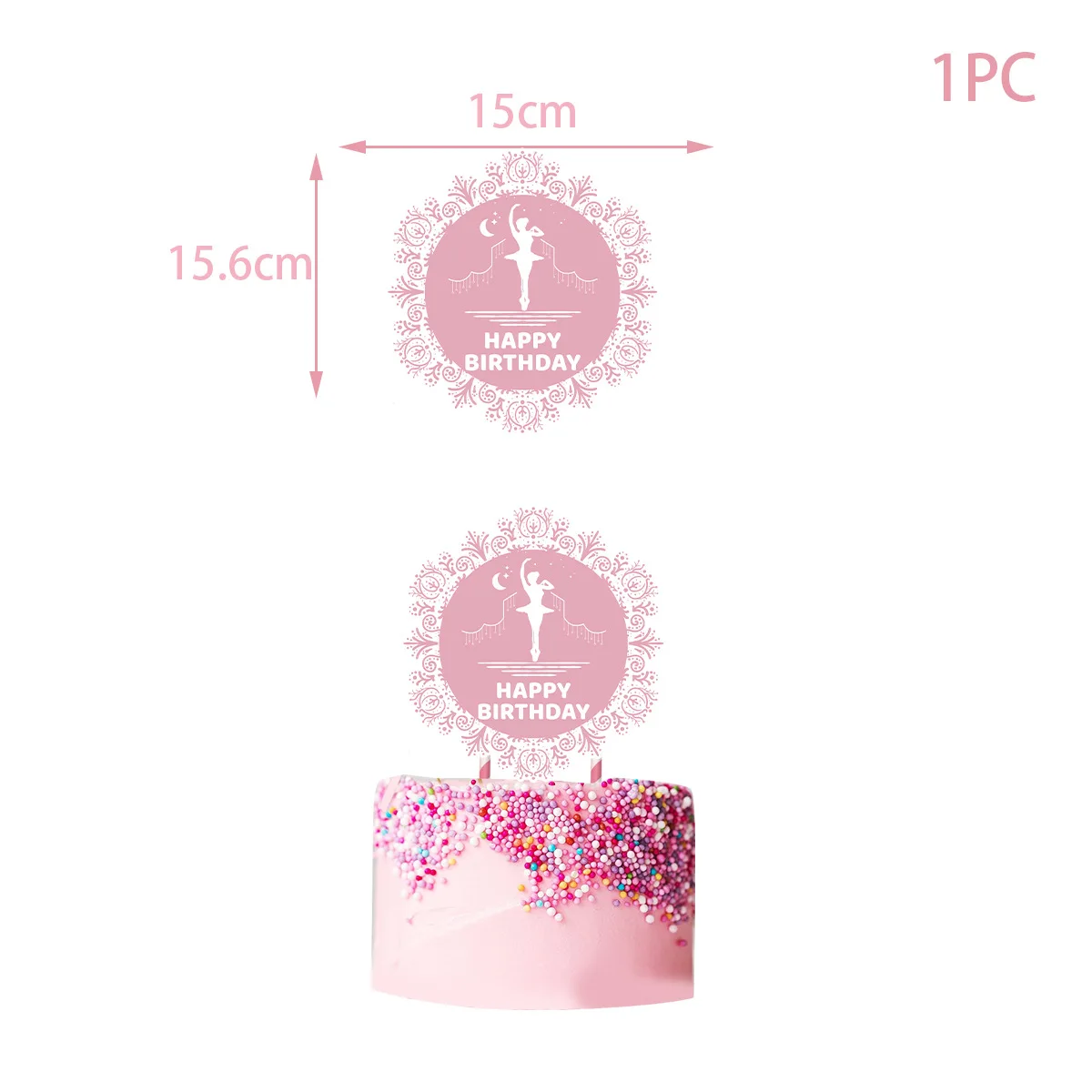 Pink Girl Birthday Party Decorations Ballet Princess Banner Balloon Cake Toppers Little Girl One 1st Birthday Party DIY Babyshow images - 6