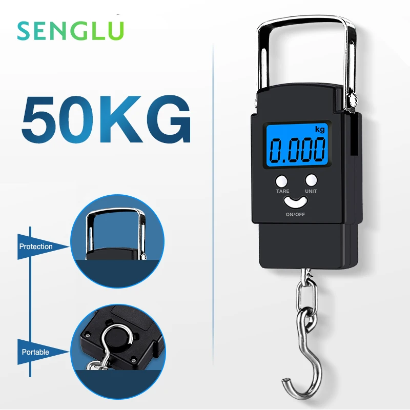 50Kg/5g Portable Hanging Scale Pocket Digital Scales Electronic Fishing Weights Mini Spring Balance For Luggage Suitcase