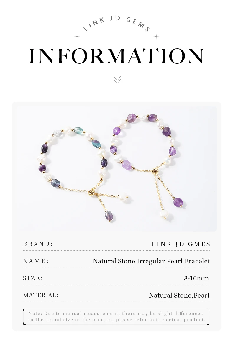 JD Natürliches Granat Amethyst Echte Perle Perlenkette Armband Frauen Glück Heilung Verstellbares Armband Beste Freundin Geburtstag Party Geschenk – Detail 2