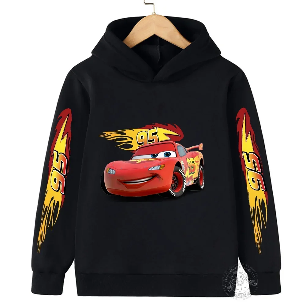 Children Hoodie Disney Car Lightning McQueen Cartoon Autumn Cute Anime Printed Kid Boy Girl Pullover Sweatshirt