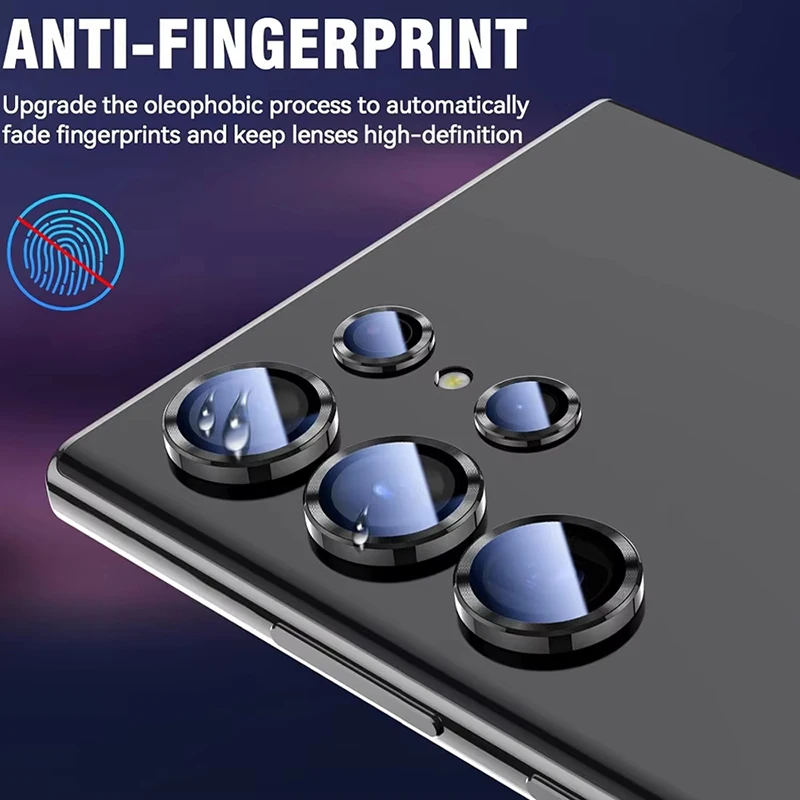 Premium Tempered Glass Camera Lens Protector with Metal Ring - Full Coverage