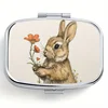 Flower Bunny Designed Metal Box, Ideal for Travel, Outdoor Activities or As A Gift - Suitable for Medicine, Small Items Storage 1