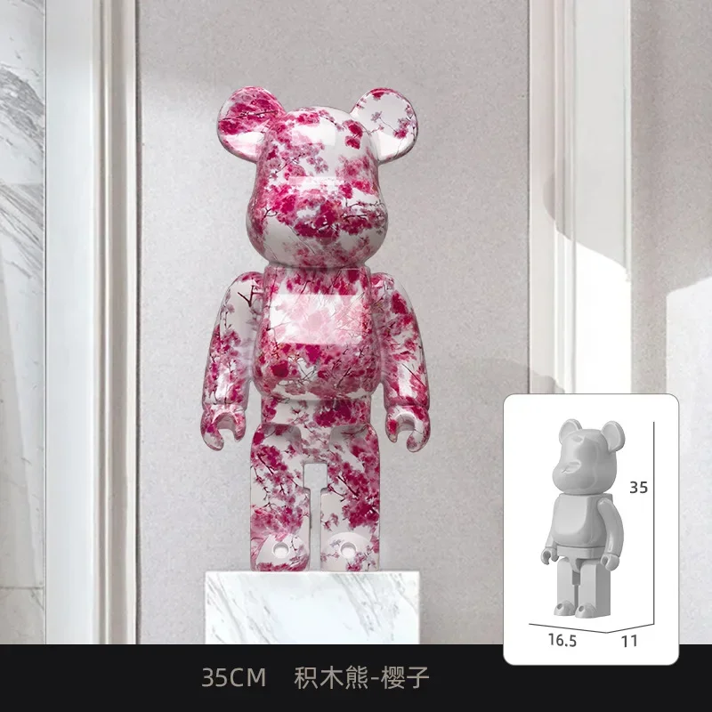 

Romantic Sakura Low Luxury Wine Cabinet Decoration 35cm Violent Bear Brick Decoration Office Desk and Living Room Decoration