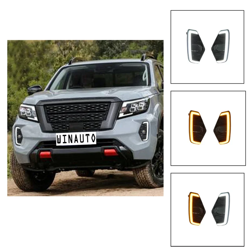 

For NS Navara NP300 Navara 2020- 2021 Two-color with yellow light fog lights change daytime running lights