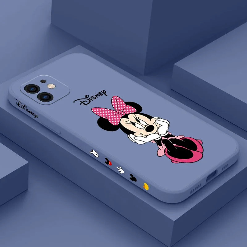 Side Print Disney Minnie Phone Case For iPhone 15 14 13 12 11 Pro Max Mini X XR XS MAX SE20 8 7 Plus Liquid Silicone Cases Cover