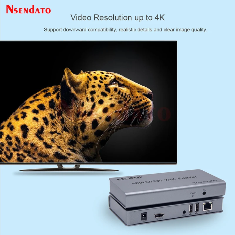 Extender HDMI RJ45 4K 60Hz 60m KVM HDMI Extender With USB KVM HDMI over Cat6 HDMI KVM Ethernet Extender For USB Mouse Keyboard