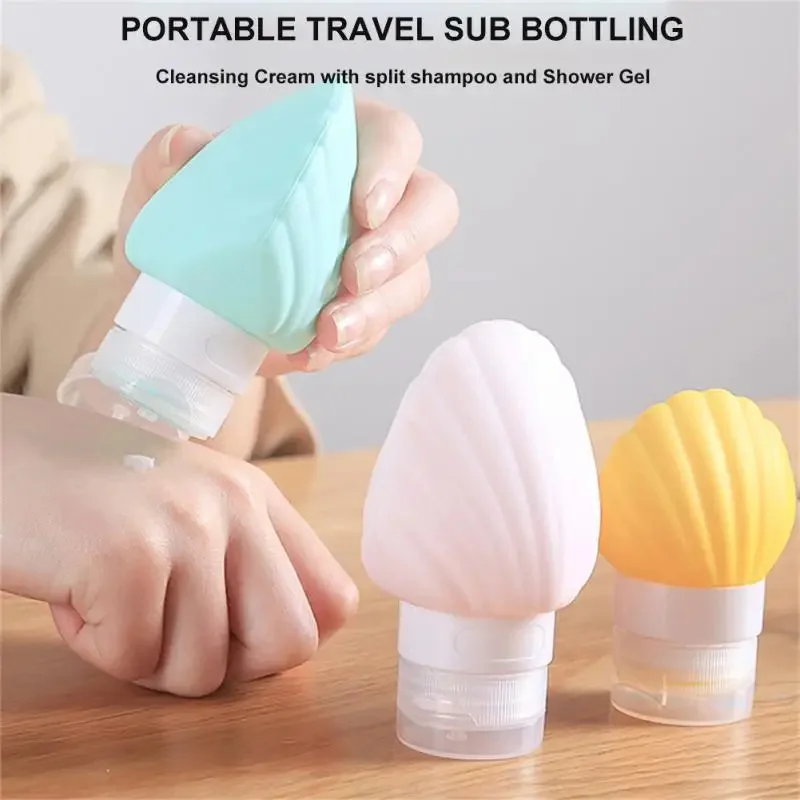 40 90ml Portable Dispensing Bottles Shell Silicone Travel Set Shampoo And Shower Gel Cosmetic Squeeze Containers Tools nordic light luxury matt soap dispenser shampoo bottle hand sanitizer shower gel dispensing portable embossed glass bottle