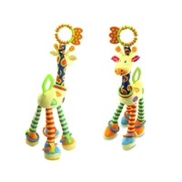 Soft Giraffe Animal Handbells Rattles Plush Infant Toddler Car Bed Hanging Toy Baby Early Education Development Handle Toys 2