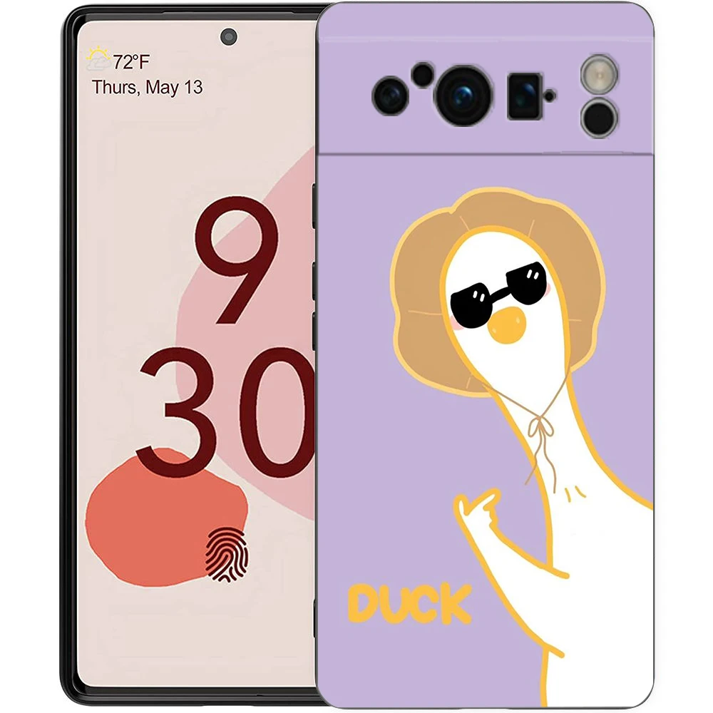 Cute Cartoon Duck Shockproof Black Soft TPU Back Cover Phone Case