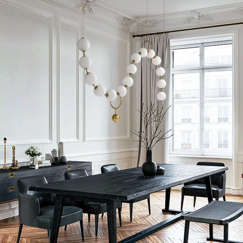 Necklace Pendant Light Nordic Luxury Suspension Ceiling Chandelier Glass Ball Hanging Lamp 5