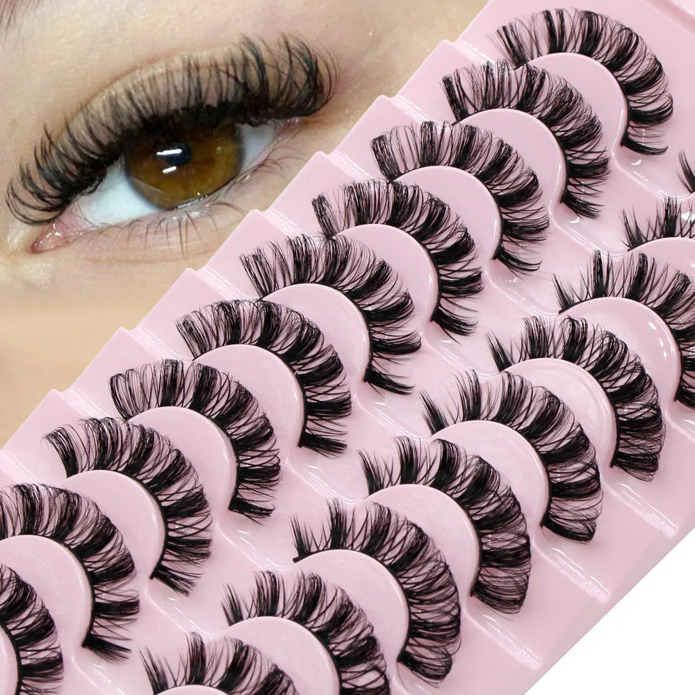 

Moonlily 10 пар новое поступление Wispy DD изогнутые классические гибридные объемные ресницы FluffyRussian полоски ресницы для макияжа накладные ресницы