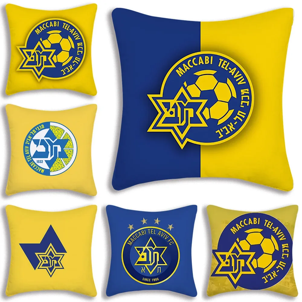 Pillow Covers Cartoon Maccabis Tel Aviv Sofa Decorative Double-sided Printing Short Plush Cushion Cover