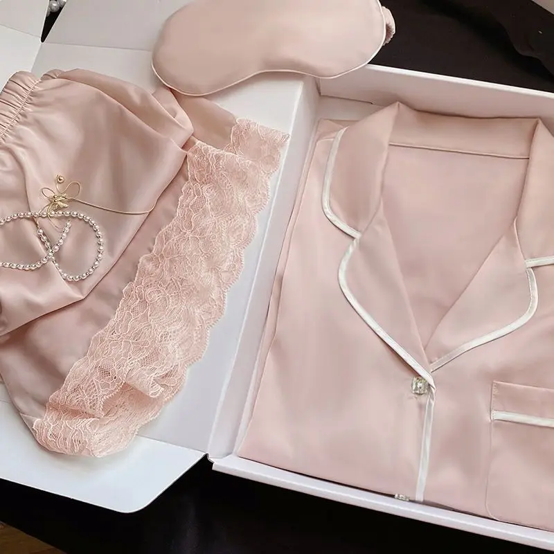 Ice silk pajama women's summer thin short-sleeved suit new INS style high-value silk loungewear can be worn outside