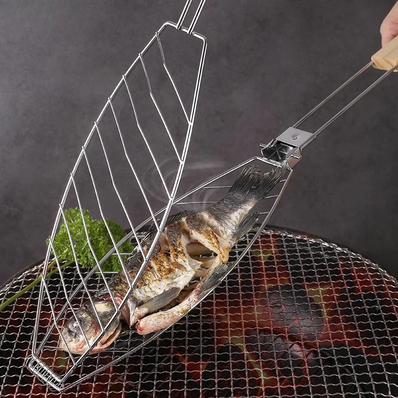 Grilled Fish Clip Removable Bbq Grill Net Home Multifunctional Burger Clip Grilled Fish Anti-scald Grill Tool
