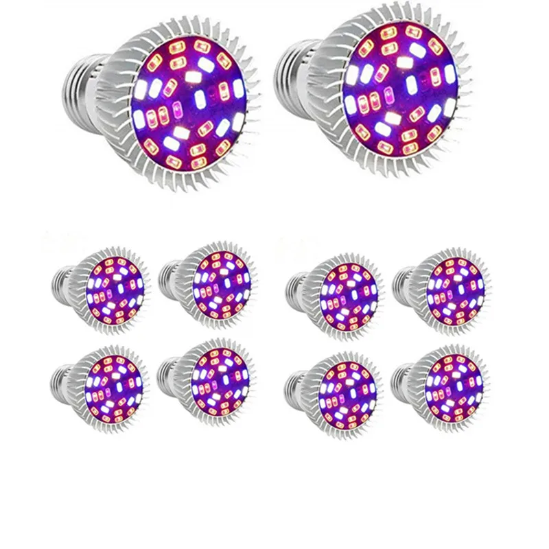 10pcs LED Grow Light Full Spectrum 18 leds 28 leds E27 LED Growing Bulb ...
