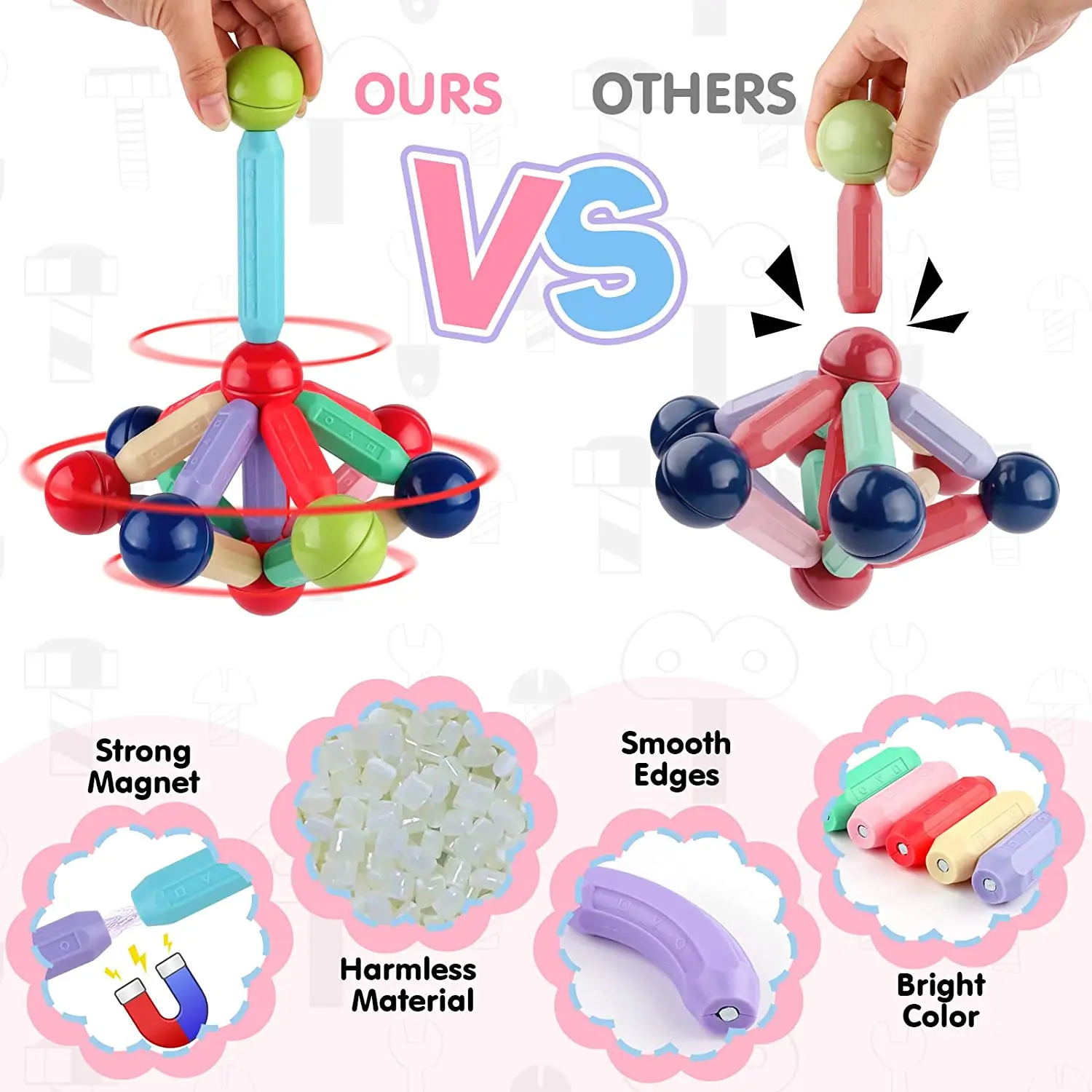 Magnetic Building Blocks Kids Toys Montessori Stem Educational Construction Set For Toddler Christmas Gift