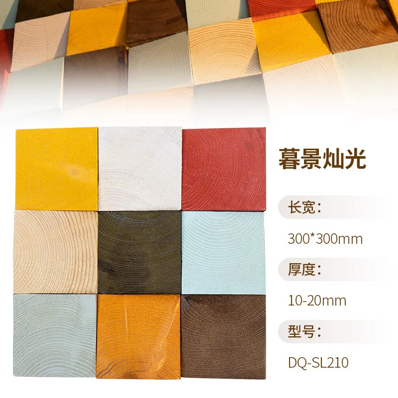 Wandkunst aus Mosaikholz, akustischer Diffusor mit quadratischen Rückständen, selbstklebende Tapete für die Wand, Klangbehandlung im Heimstudio – Detail 8