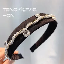 

French Girl Pearl Chain Headband 2022 New High-end Hair Accessories Headband Simple and Versatile Hairpin