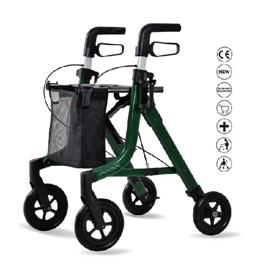 Rollator Walker with Seat, Comfortable Handles and Thick Backrest, Folding Walker for Seniors