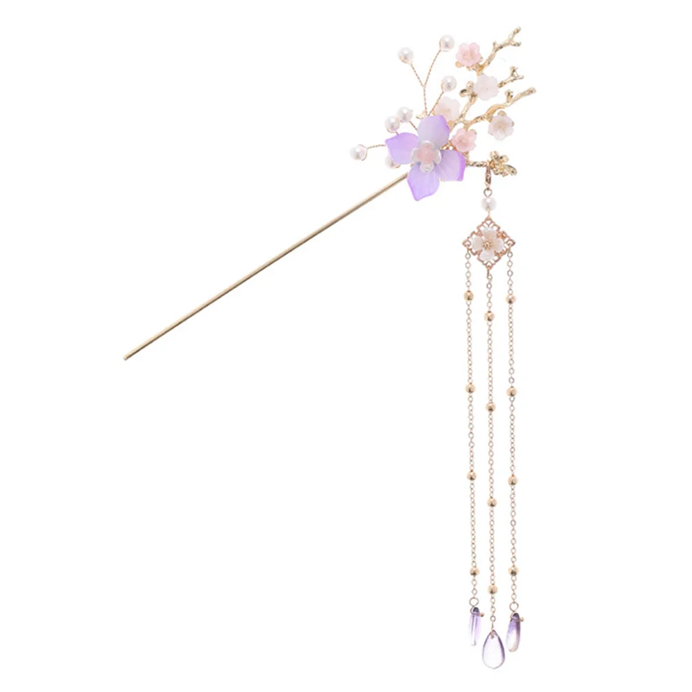 

Pearls Earrings for Women Hairpin Headdress Retro Stick Chopsticks Lady Tassel Bride