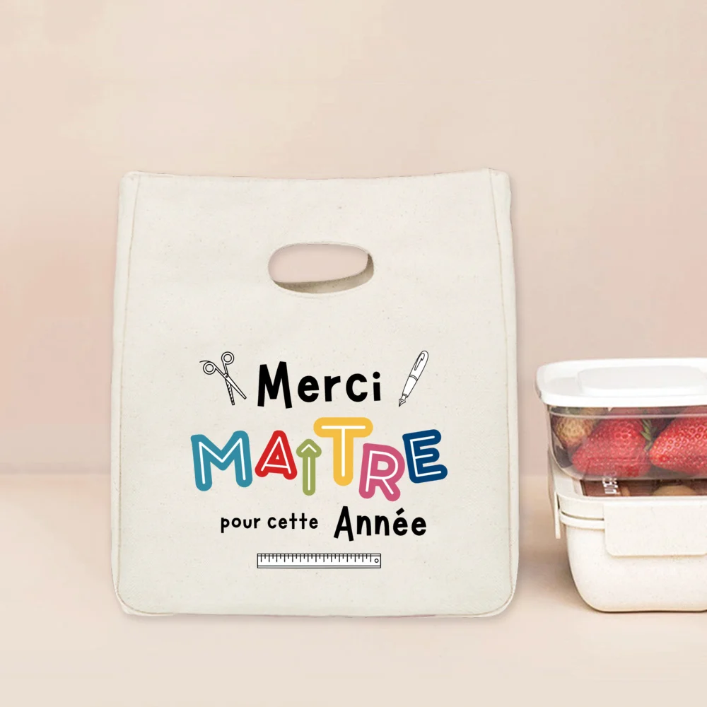 Super Maitre Printed Lunch Bag Insulated Thermal Bags Canvas Cooler Tote Foods Storage Pouch Graduate Thanks Gifts Teacher