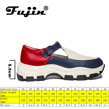Fujin 5.5 سنتيمتر صنادل أرضية إسفين أحذية النساء الصيف مشبك جودة عالية كبيرة الحجم النساء أحذية الشاطئ الشرائح النعال 2