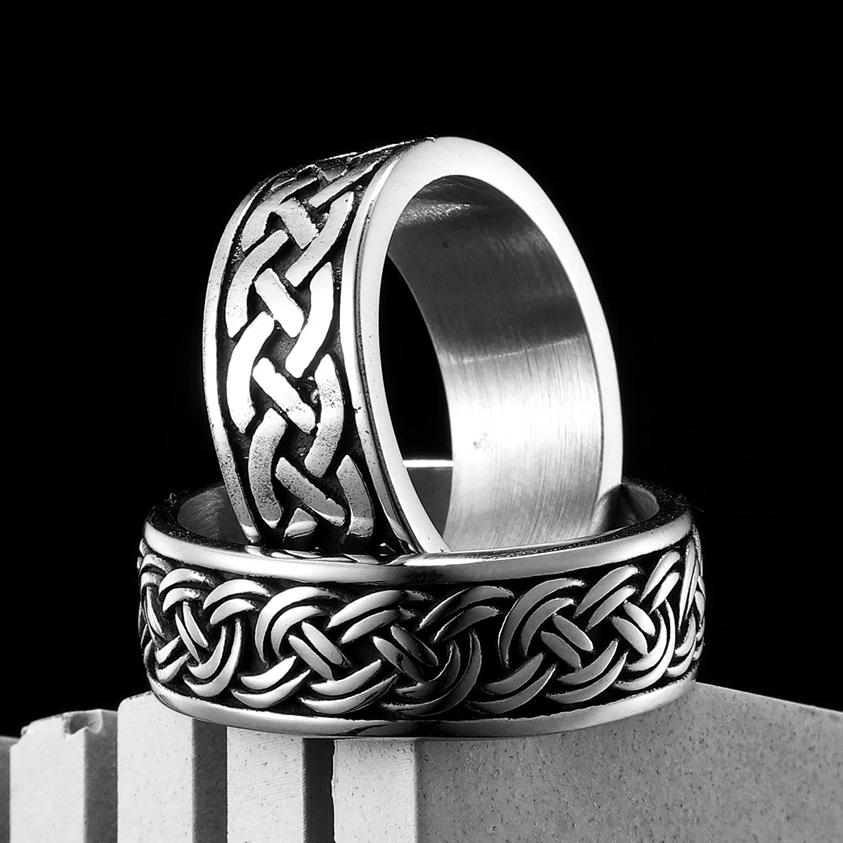 Viking Celtic Knot Men Rings Stainless Steel Simple Aesthetic Retro Punk Rock Women Jewelry Fashion Accessories Gift Wholesale 1