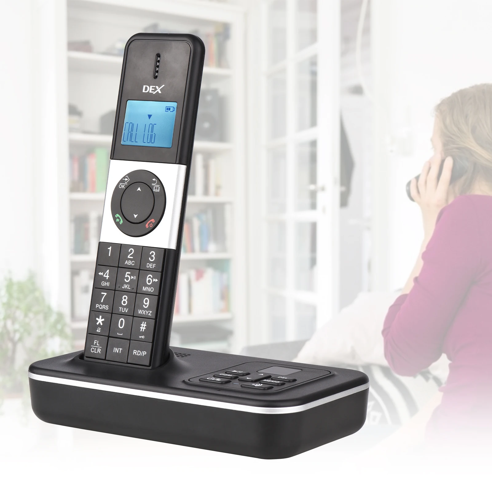 2-х беспроводной телефон PSTN с ответчиком, идентификатор звонка/звонок,  ЖК-дисплей, 16 языков, для офиса и дома | AliExpress