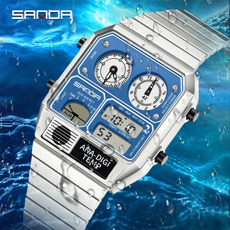 SANDA 3192 Hot-Selling LED Electronic Square Men's Youth Casual