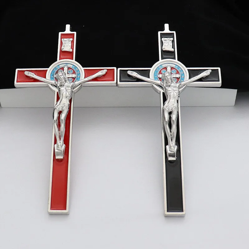 Exorcism Cross Saint Benedict Crucifix Jesus Zinc Alloy Material Accessories Wholesale Catholic Supplies  Charm Pendulum