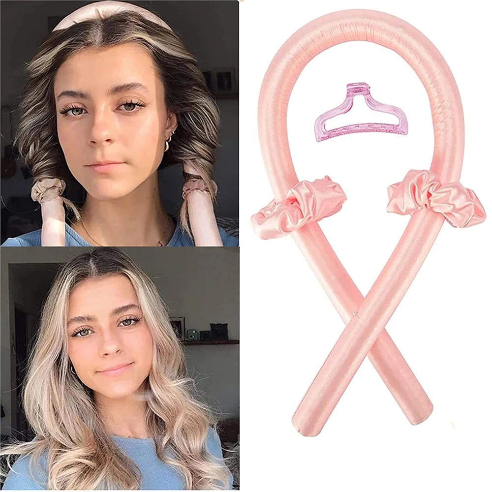 

Heatless Curling Rod Headband, Heatless Hair Curler No Heat Curls Ribbon with Hair Clips Scrunchies Sleeping Curls Hair Roller