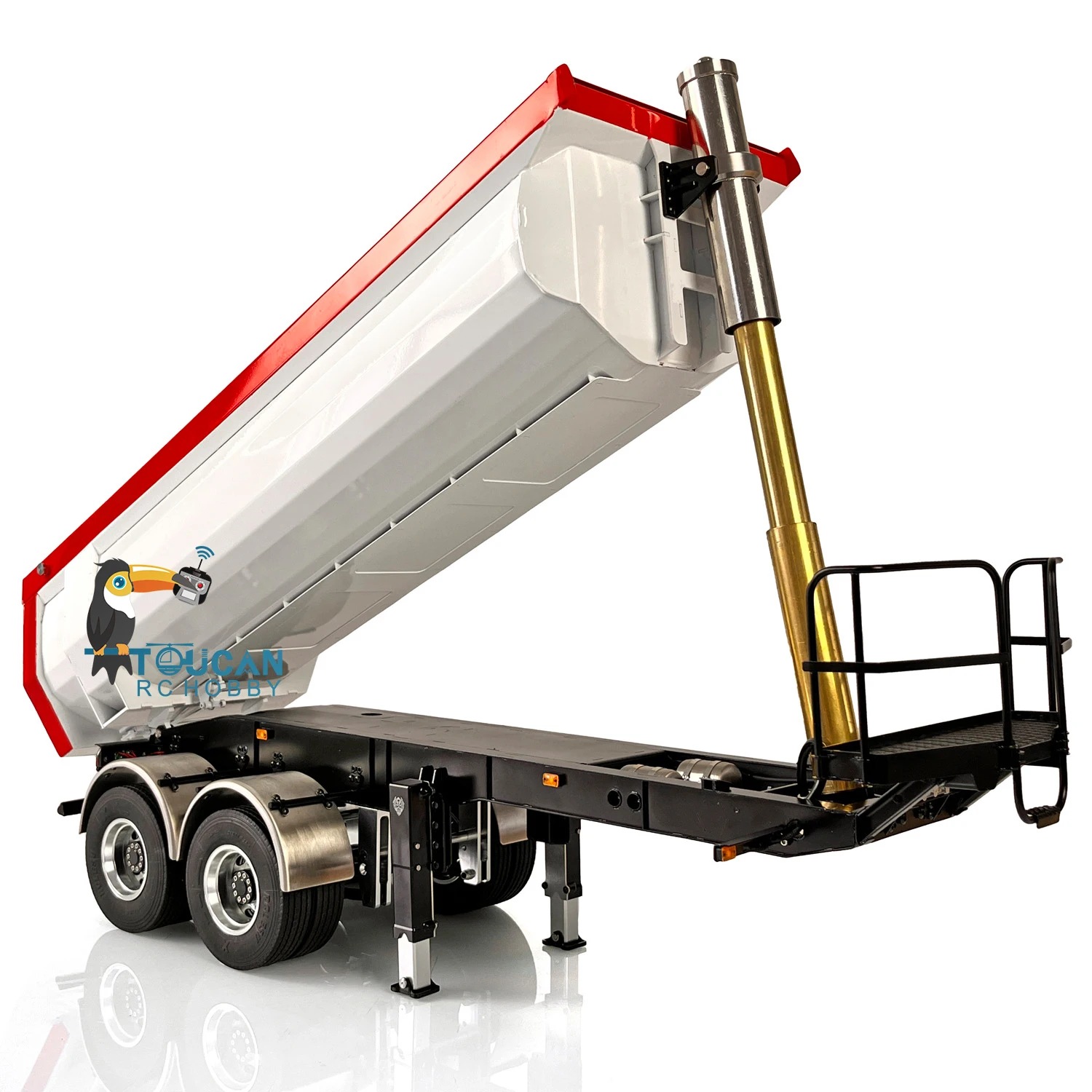 LESU RC Metal Hydraulic Dump Trailer with Light Set for 1/14 RC Tractor Truck DIY Remote Control Construction Car Model THZH1305 3