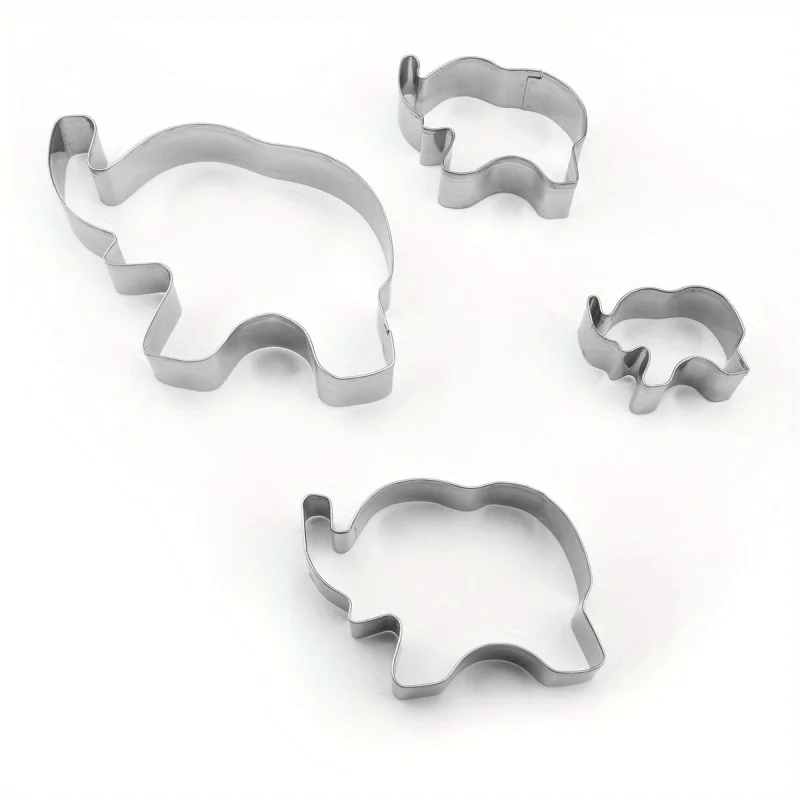 4Pcs/set, Cartoon Elephant Stainless Steel Cookie Mold Fruit and Vegetable Moulding Elephant Cookie Moulding