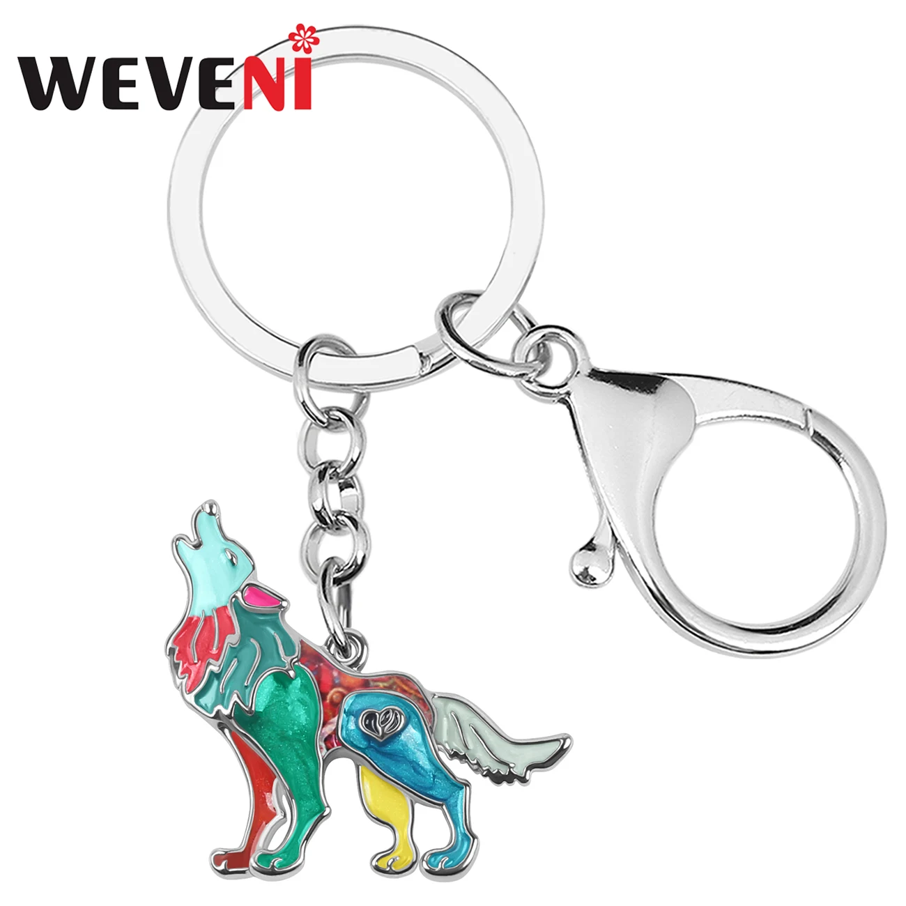 WEVENI Statement Enamel Alloy Wild Strong Wolf Keychains Key Chain Ring Fashion Animals Jewelry For Women Teen Girl Charms Gift | Украшения