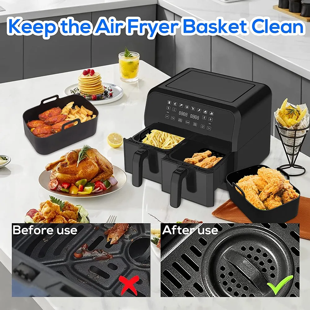 Double Basket AirFryer Parts 6 PCS for Ninja Foodi AF300UK AF400UK Tower T17088 Instant Salter Dual Zone Deep 7.6L-9.6L air fryer accessories